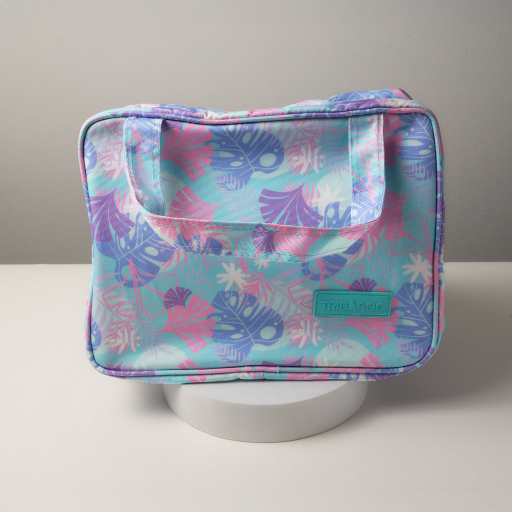 Turquoise & Pink Tropical Travel Organizer Bag