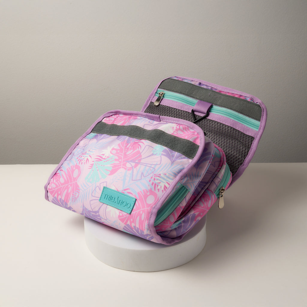 Lavender & Pink Tropical Hanging Toiletry Bag