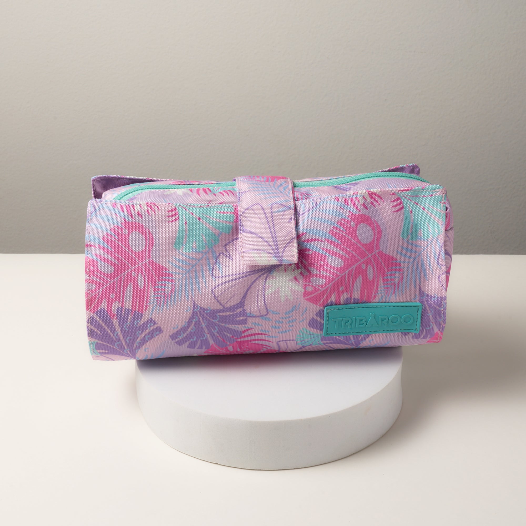 Pink & Turquoise Floral Travel Makeup Bag
