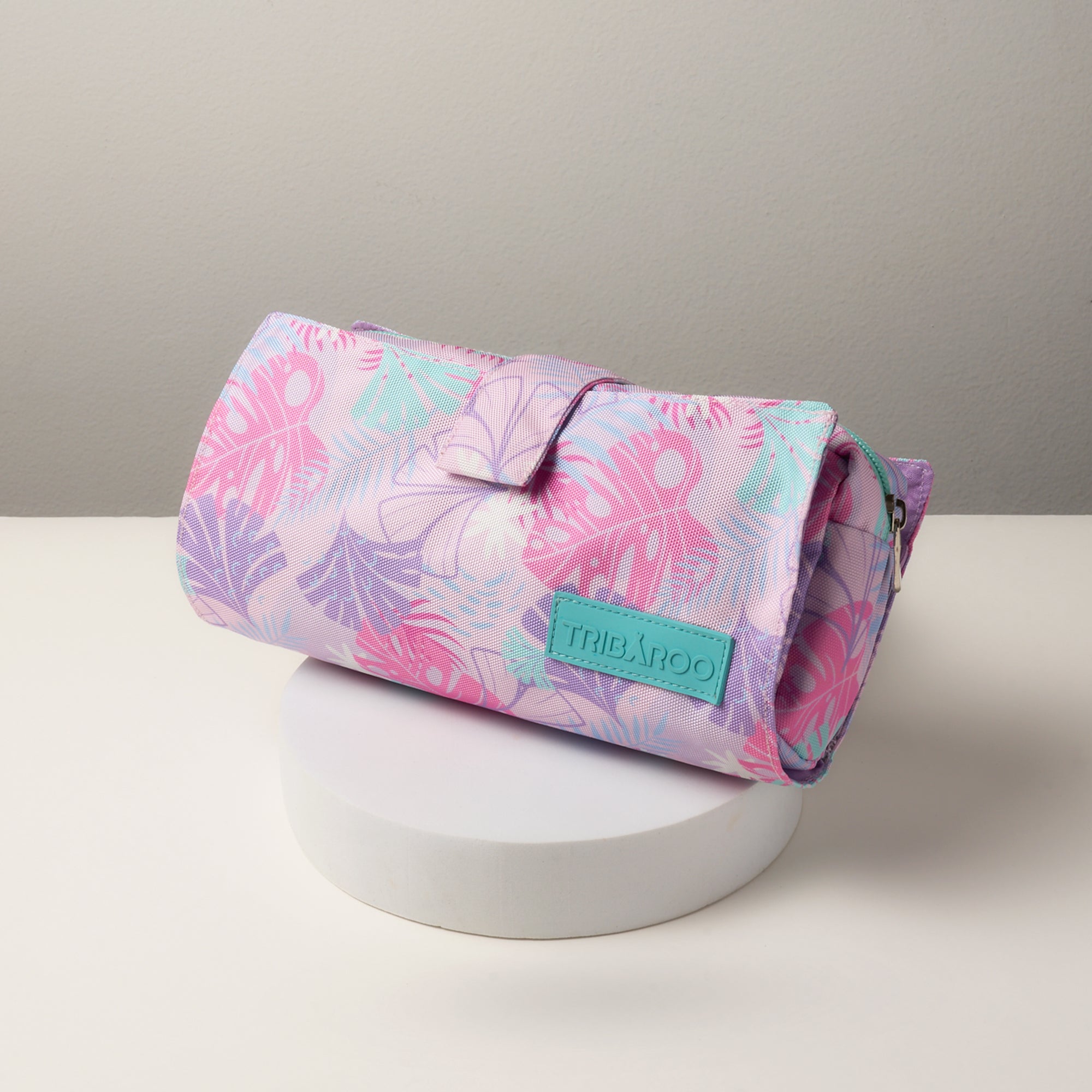 Pink & Turquoise Floral Travel Makeup Bag