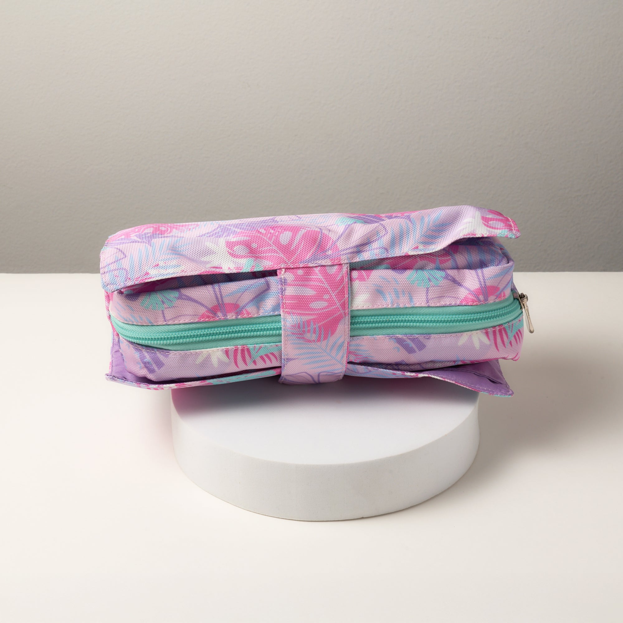 Pink & Turquoise Floral Travel Makeup Bag