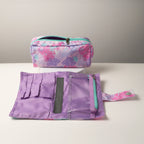 Pink & Turquoise Floral Travel Makeup Bag