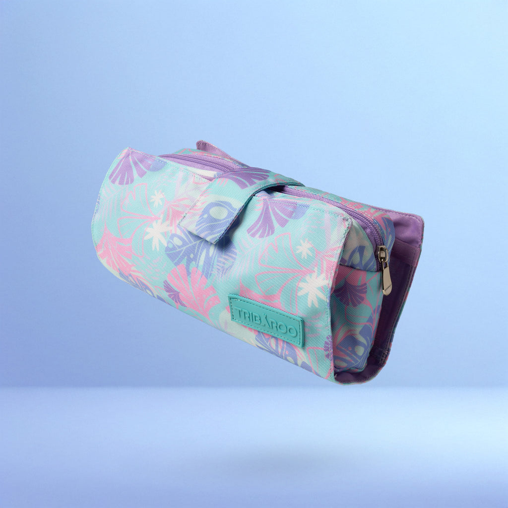 Blue & Lavender Floral Makeup Travel Bag-1