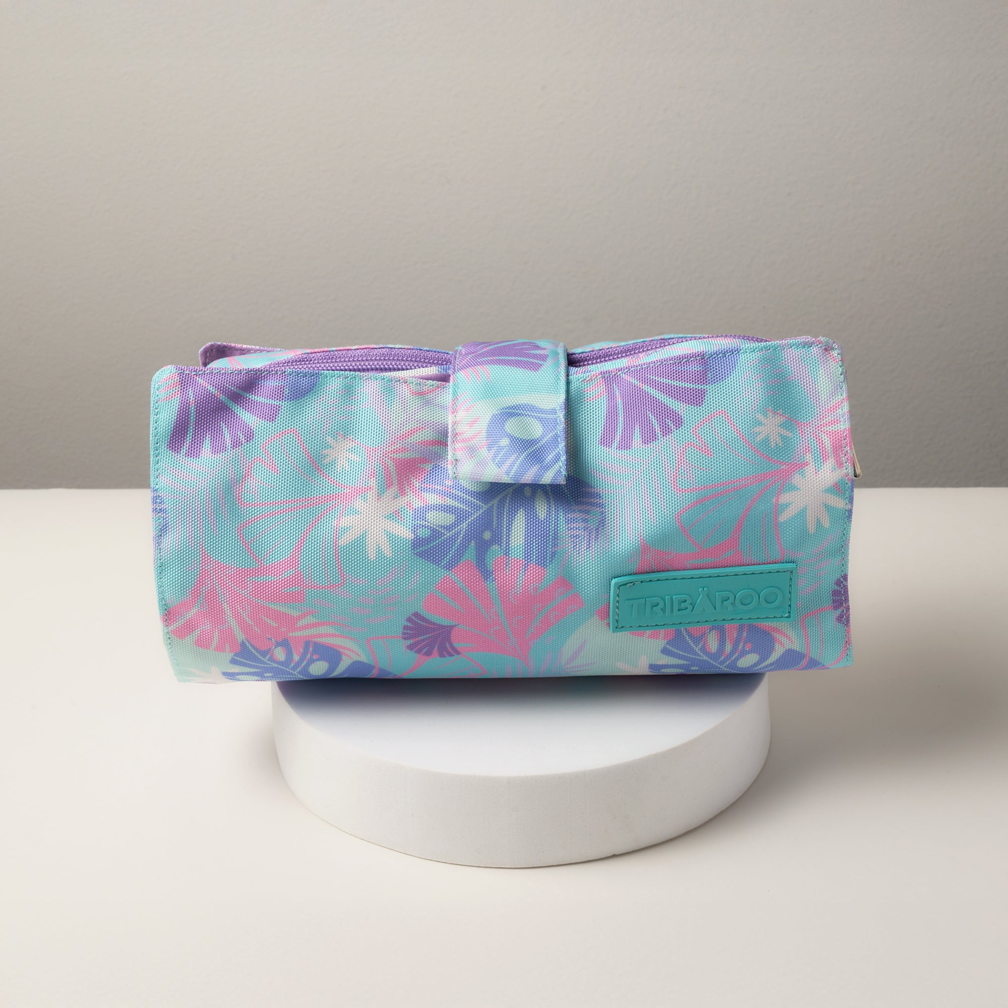 Blue & Lavender Floral Makeup Travel Bag-2