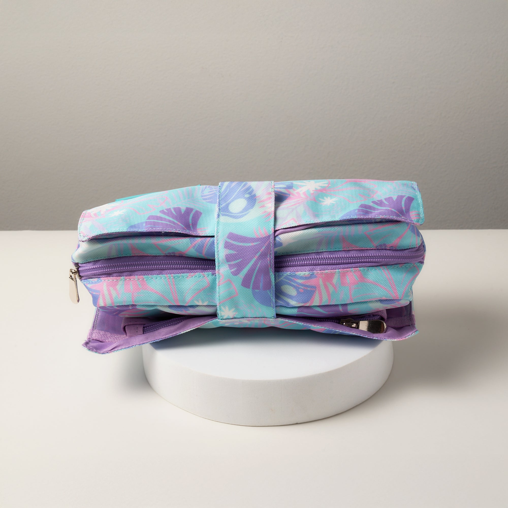 Blue & Lavender Floral Makeup Travel Bag-3