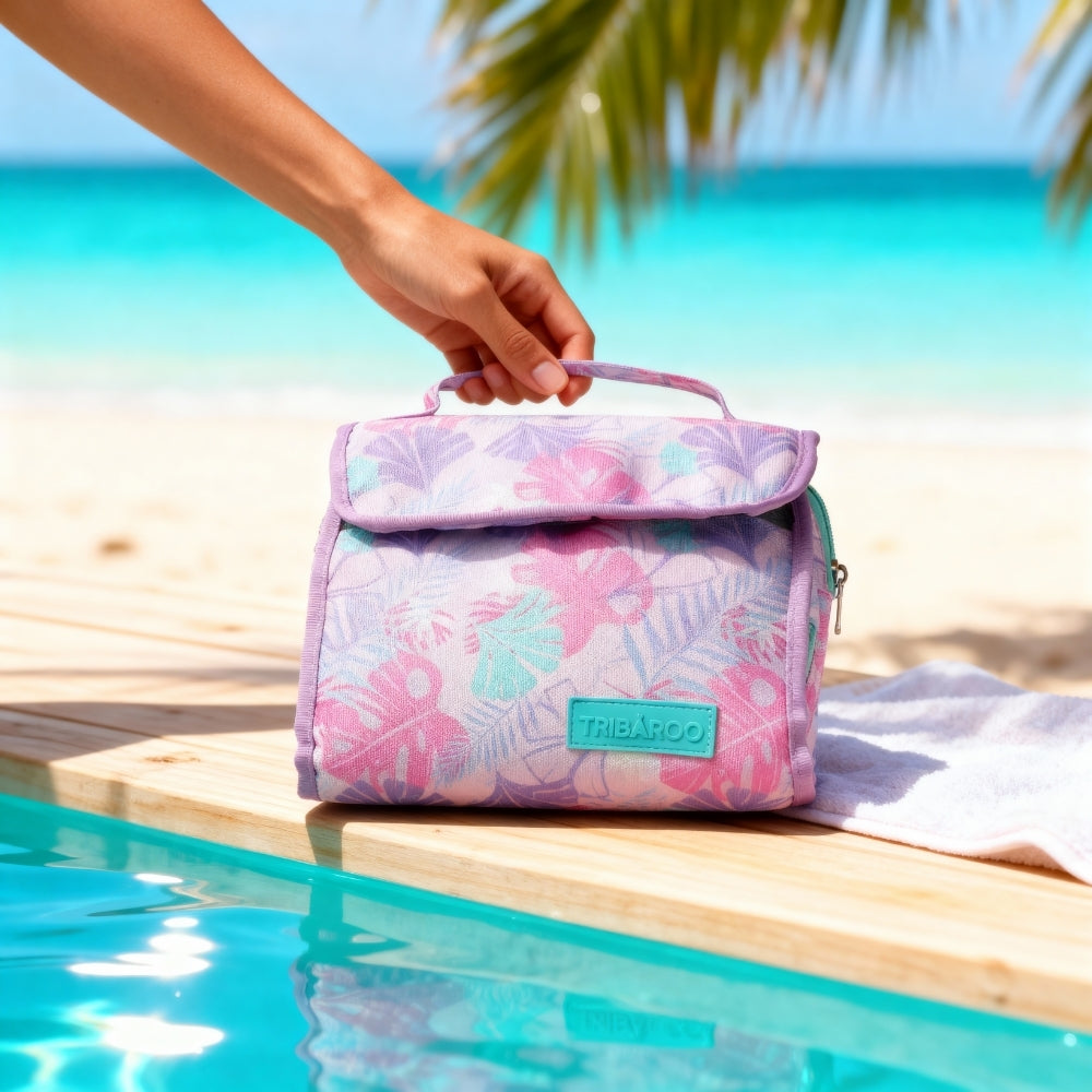 Lavender & Pink Tropical Hanging Toiletry Bag-5