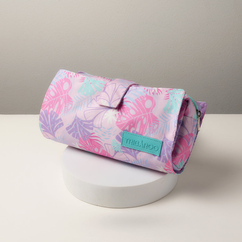 Pink & Turquoise Floral Travel Makeup Bag-6