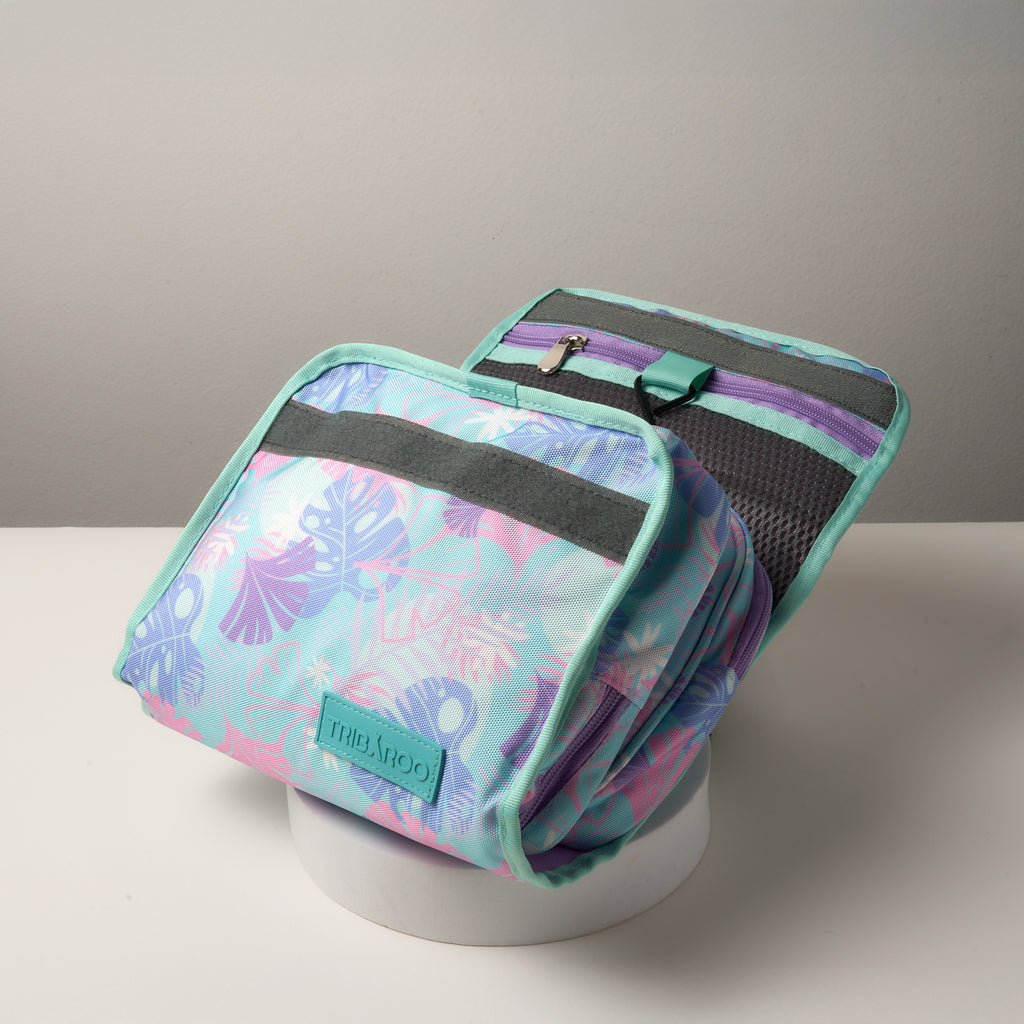 Turquoise & Lavender Tropical Hanging Toiletry Bag-3