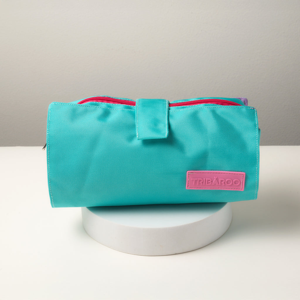 Turquoise & Pink Travel Makeup Bag-2