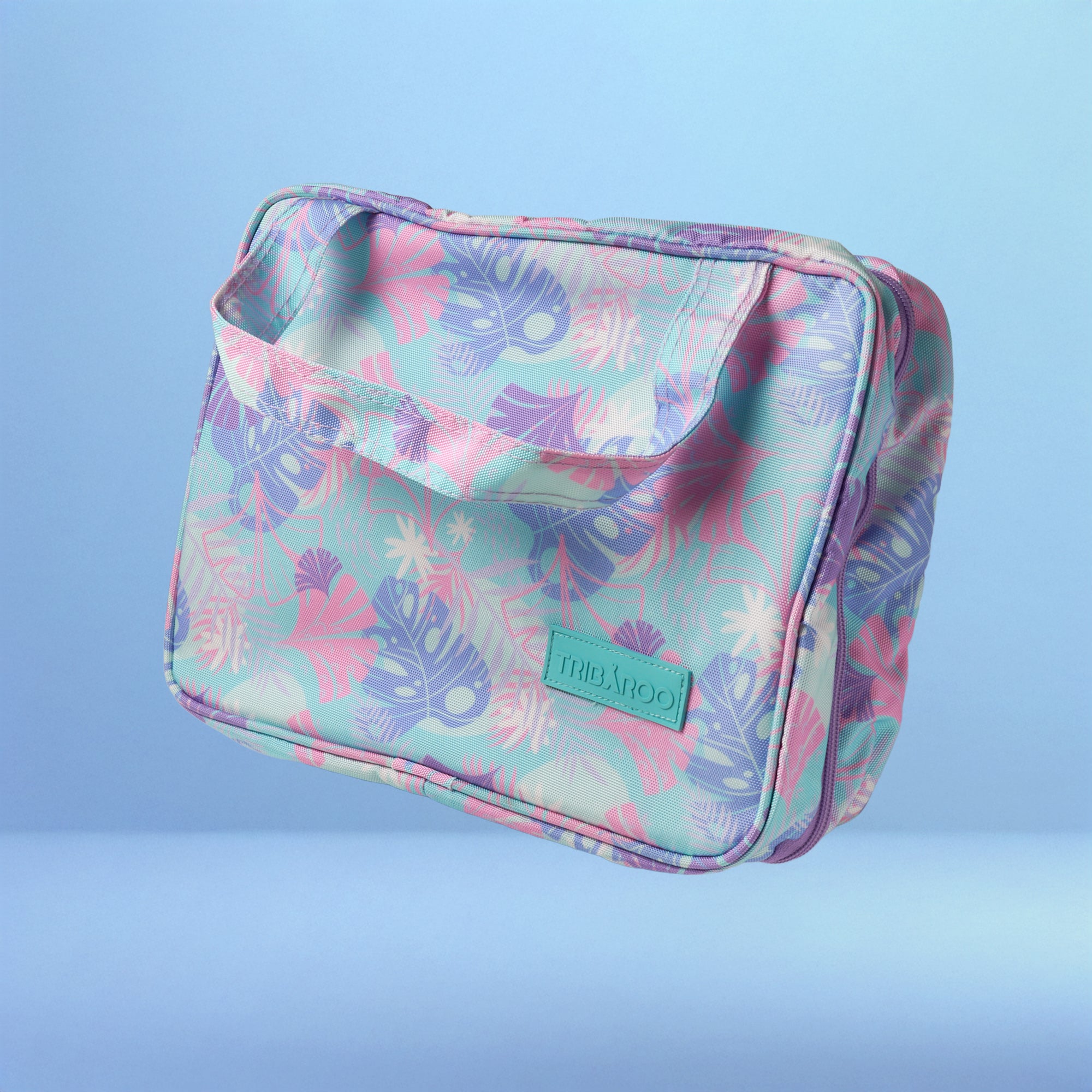 Turquoise & Pink Tropical Travel Organizer Bag-1